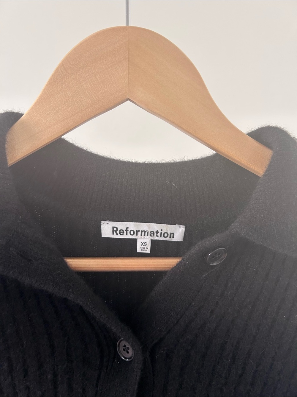 Reformation Black Fantino Collared Cardigan - Picture 4 of 4